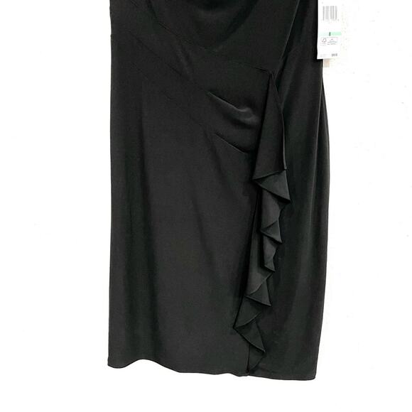 Evan-Picone Sleeveless Black Dress Sugar & Spice Drape Neck Ruffle Detail Size 8 - Picture 4 of 11